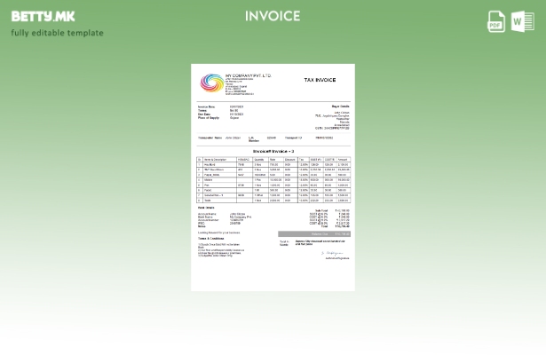 Шаблон за фактура во модерен стил India My Company Pvt Ltd